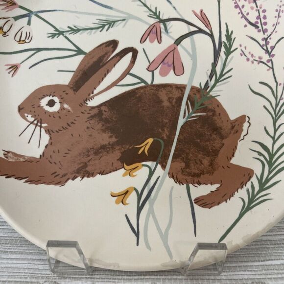 Target Threshold Bunny Rabbit Flowers Melamine Salad Plate Brown 8 5/8" 2021 - Picture 2 of 6